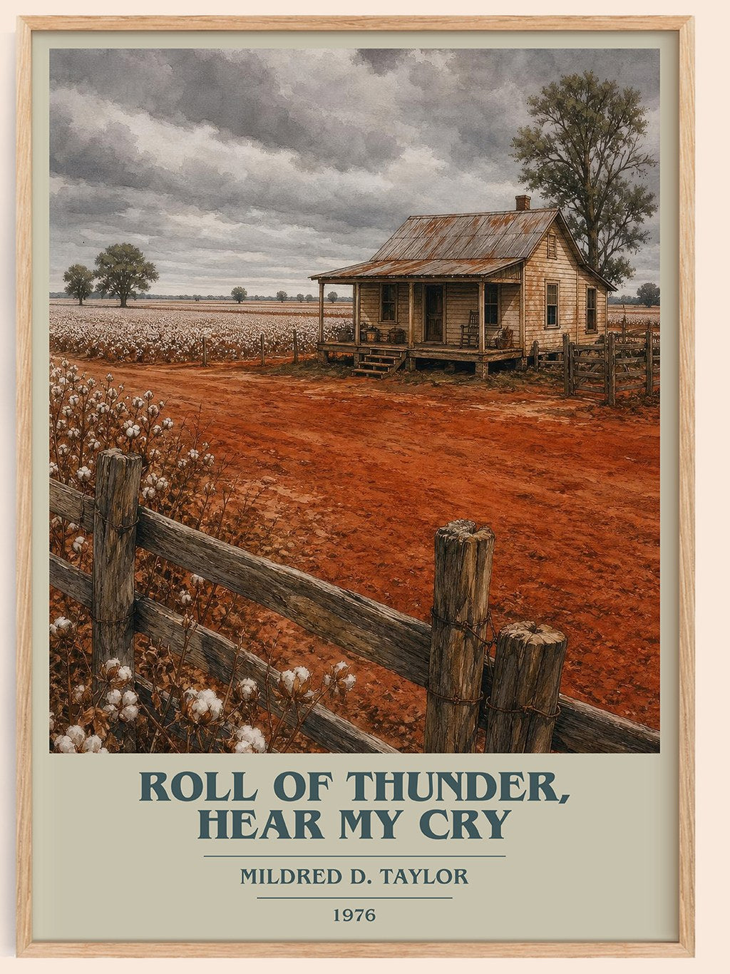 Roll of Thunder, Hear My Cry book cover book poster by Mildred D. Taylor – framed literary art print