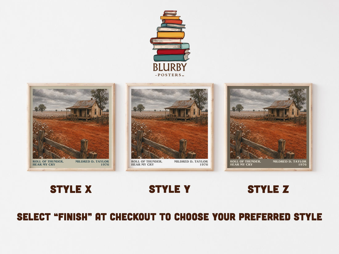 Roll of Thunder, Hear My Cry literary print in frame leaning in hallway – historical fiction wall art (mockup)