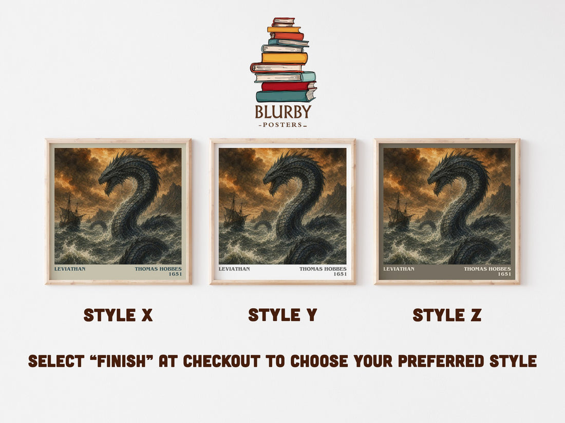 Leviathan literary print in frame leaning in hallway – philosophy wall art (mockup)