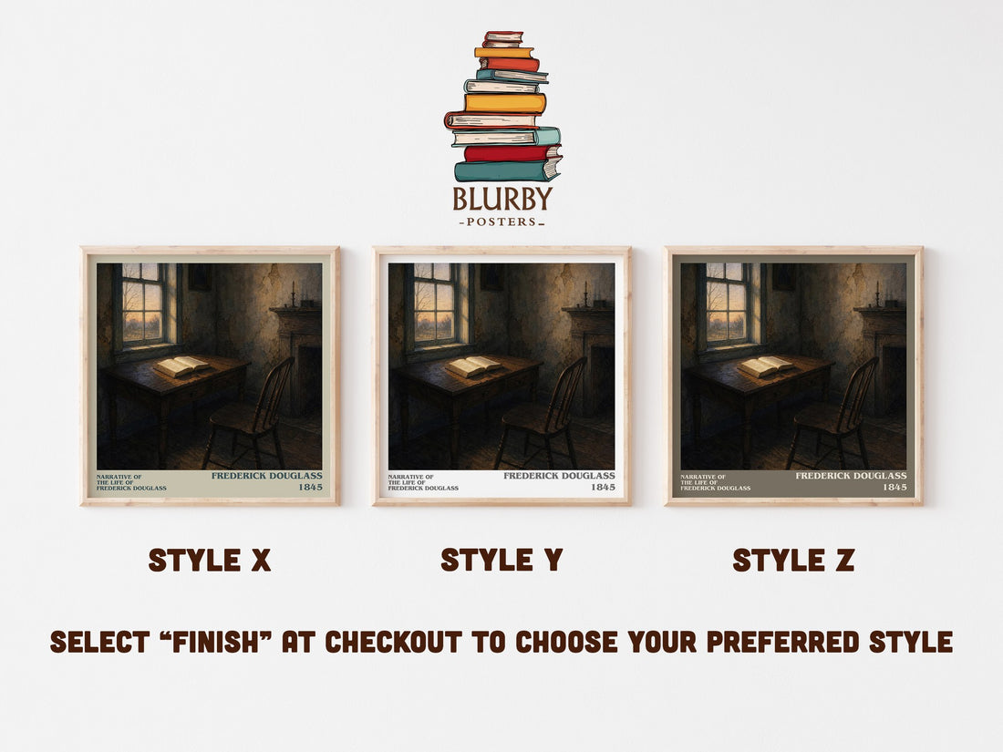 Narrative of the Life of Frederick Douglass literary print in frame leaning in hallway – memoir wall art (mockup)