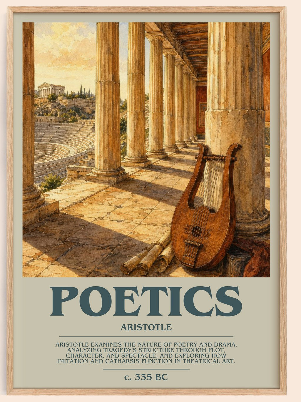 Poetics bookish book poster by Aristotle – framed literary art print