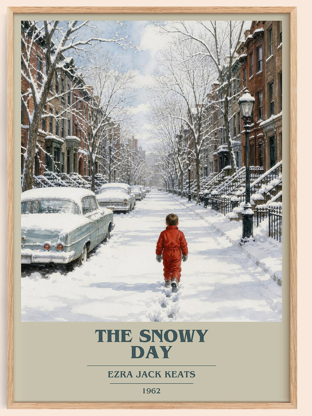 The Snowy Day book cover book poster by Ezra Jack Keats – framed literary art print