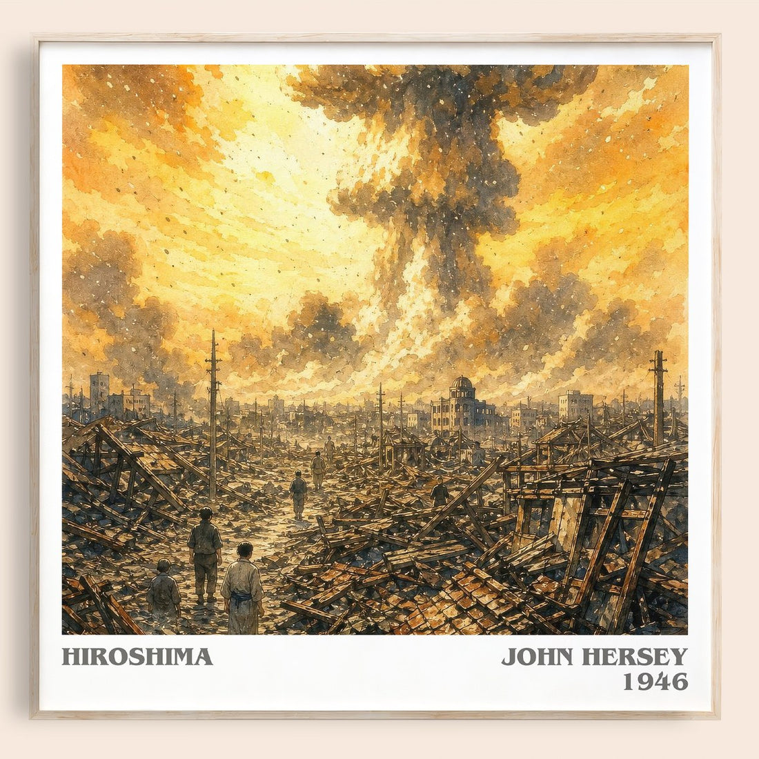 Hiroshima literary book poster by John Hersey – framed literary art print