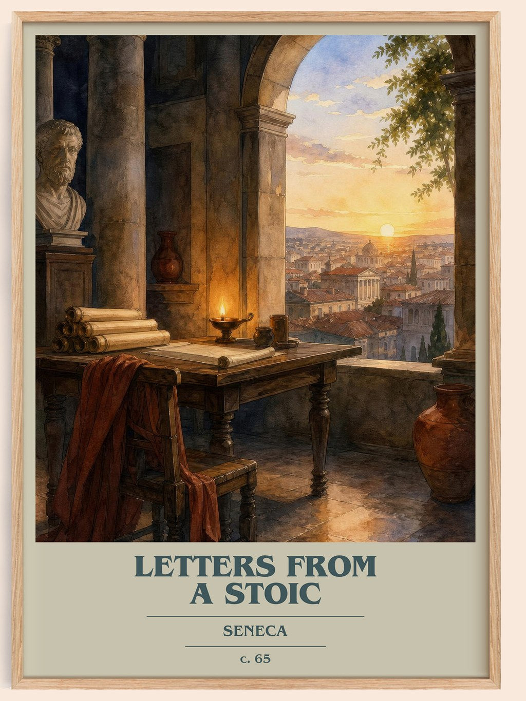 Letters from a Stoic book cover book poster by Seneca – framed literary art print
