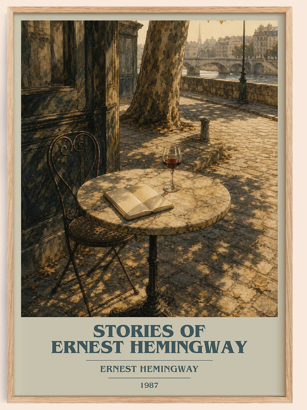 Stories of Ernest Hemingway book cover book poster by Ernest Hemingway – framed literary art print