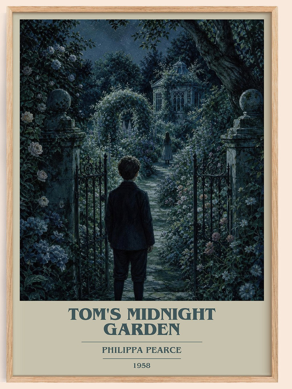Tom's Midnight Garden book cover book poster by Philippa Pearce – framed literary art print