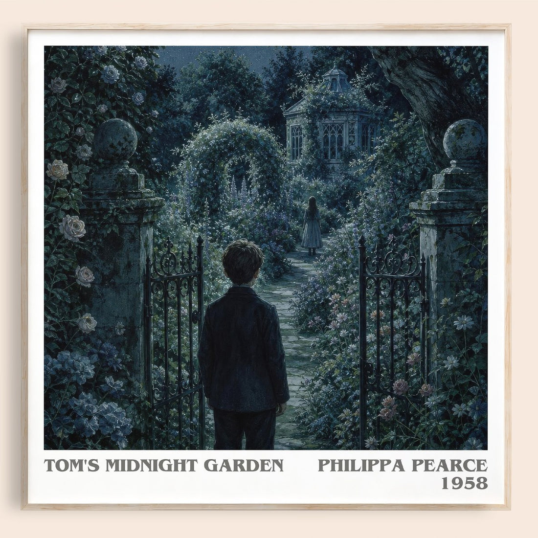Tom's Midnight Garden literary book poster by Philippa Pearce – framed literary art print