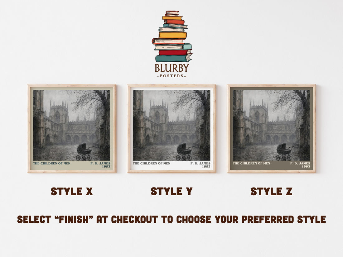 The Children of Men literary print in frame leaning in hallway – dystopian wall art (mockup)