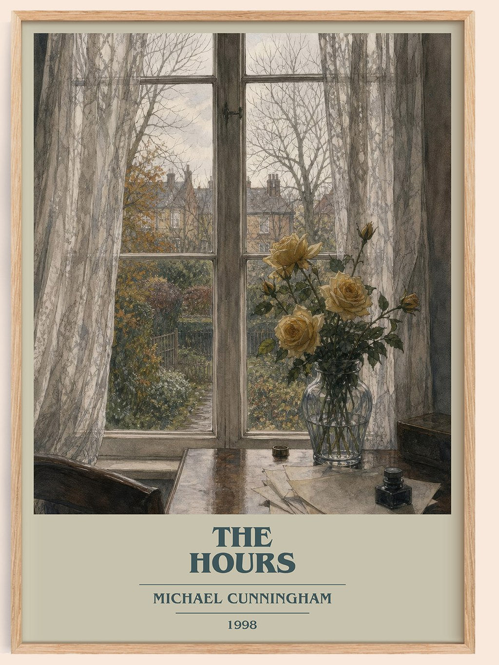 The Hours book cover book poster by Michael Cunningham – framed literary art print