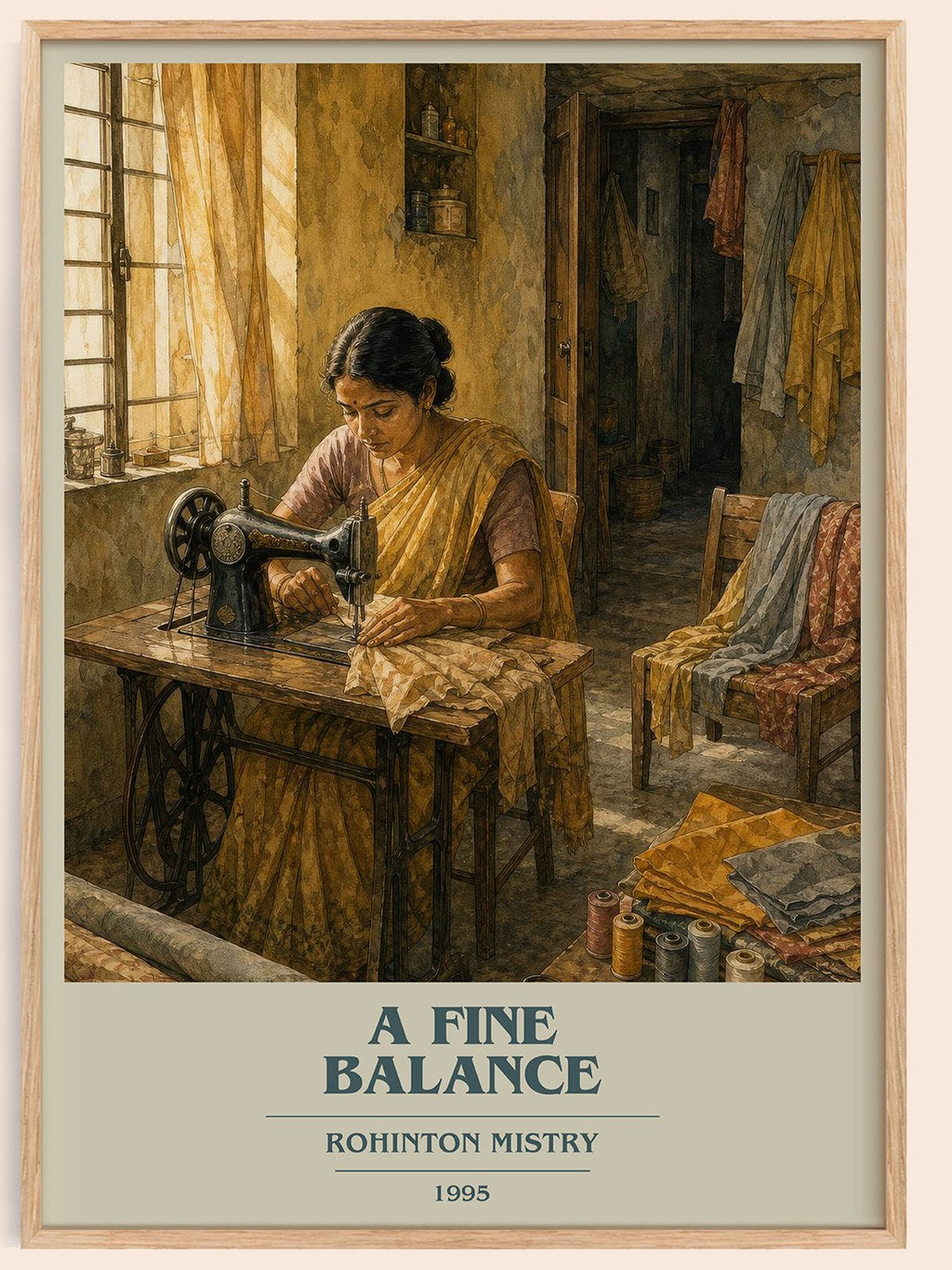 A Fine Balance book cover book poster by Rohinton Mistry – framed literary art print