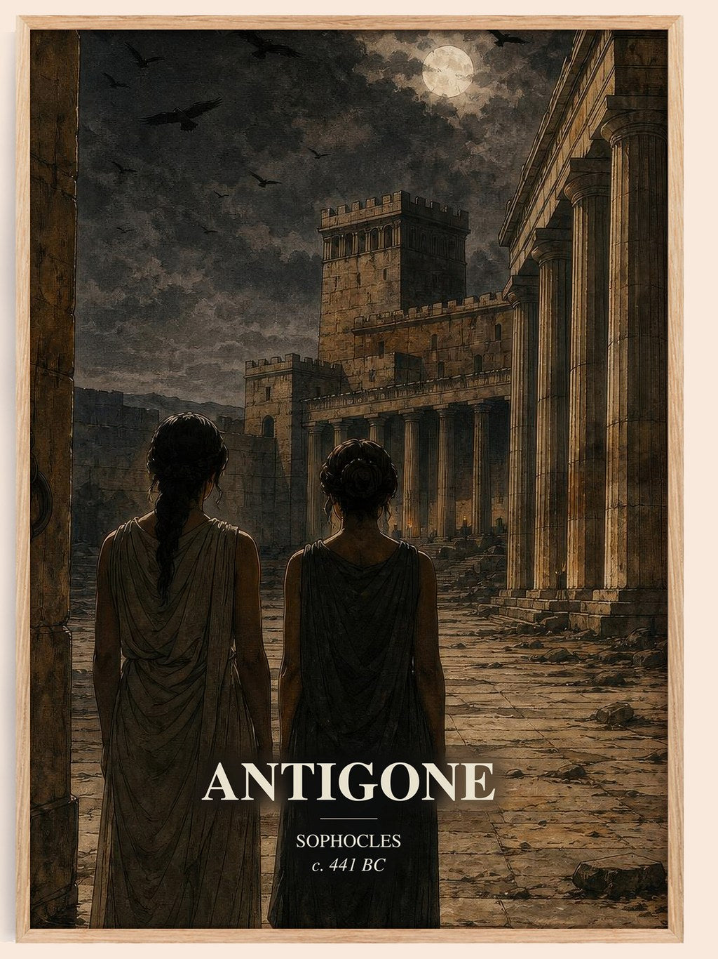 Antigone watercolour book poster by Sophocles – framed literary art print