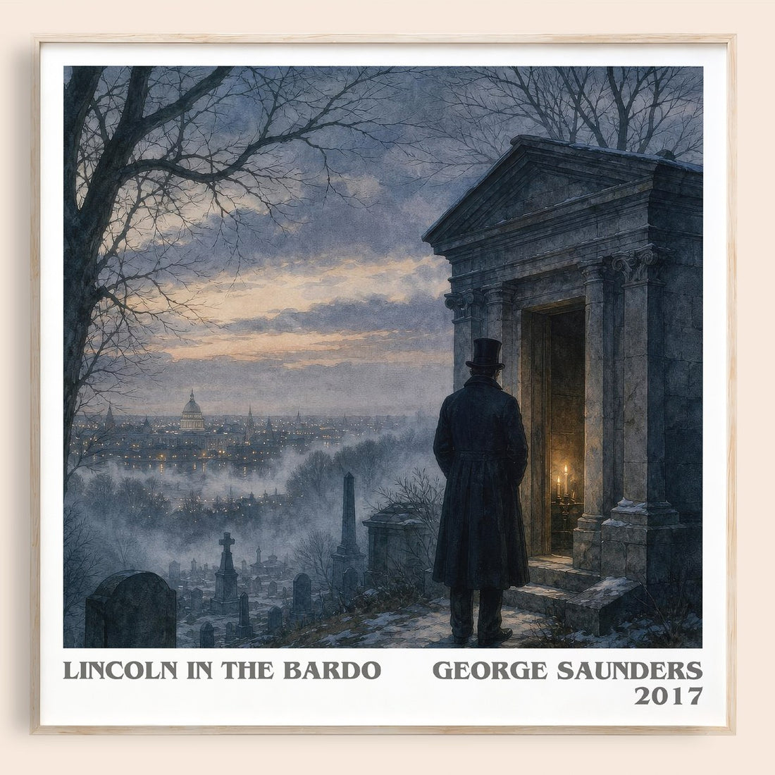 Lincoln in the Bardo literary book poster by George Saunders – framed literary art print