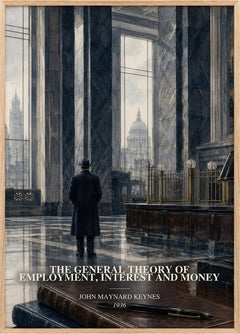 The General Theory of Employment, Interest and Money Book Watercolour Illustration by John Maynard Keynes