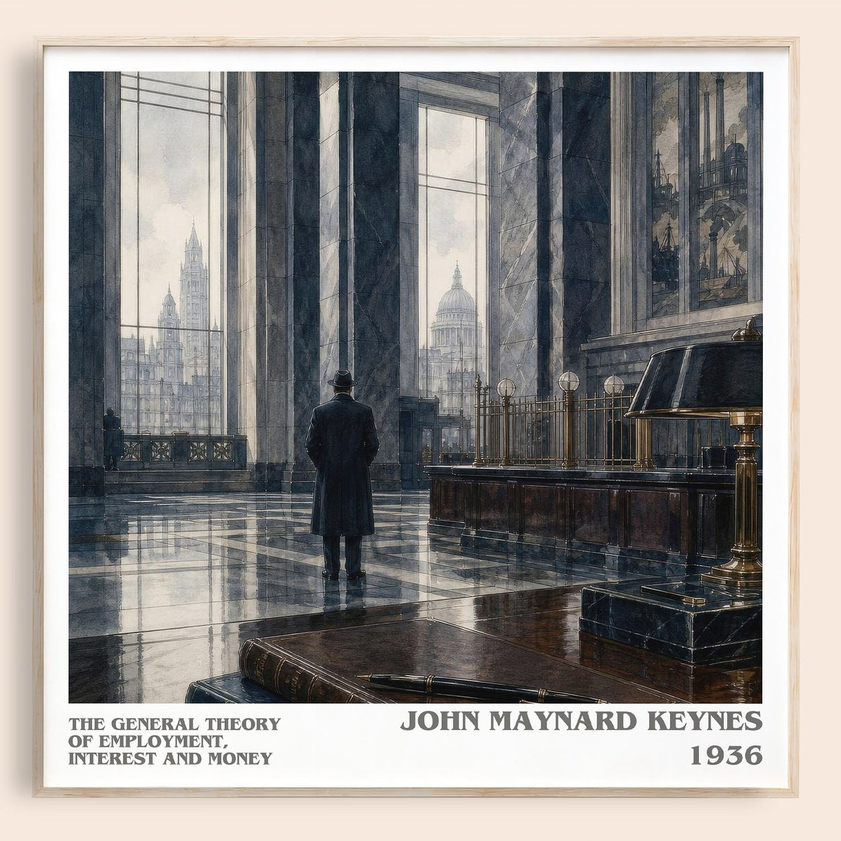 The General Theory of Employment, Interest and Money literary book poster by John Maynard Keynes – framed literary art print