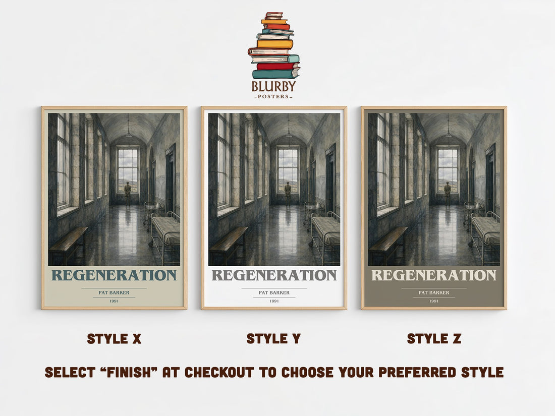 Regeneration book cover print in frame leaning in hallway – historical fiction wall art (mockup)