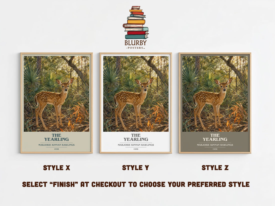 The Yearling book cover print in frame leaning in hallway – coming of age wall art