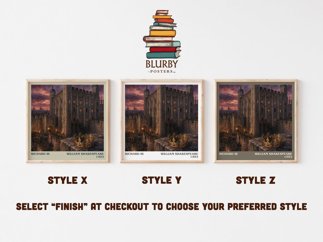 Richard III literary print in frame leaning in hallway – classic literature wall art (mockup)