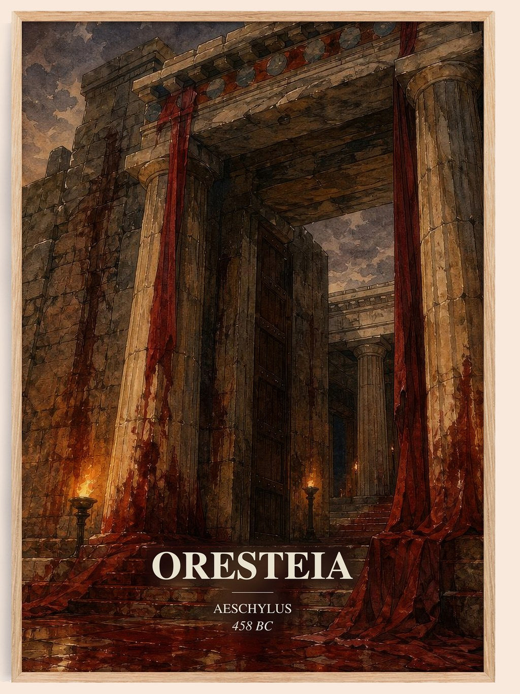Oresteia watercolour book poster by Aeschylus – framed literary art print