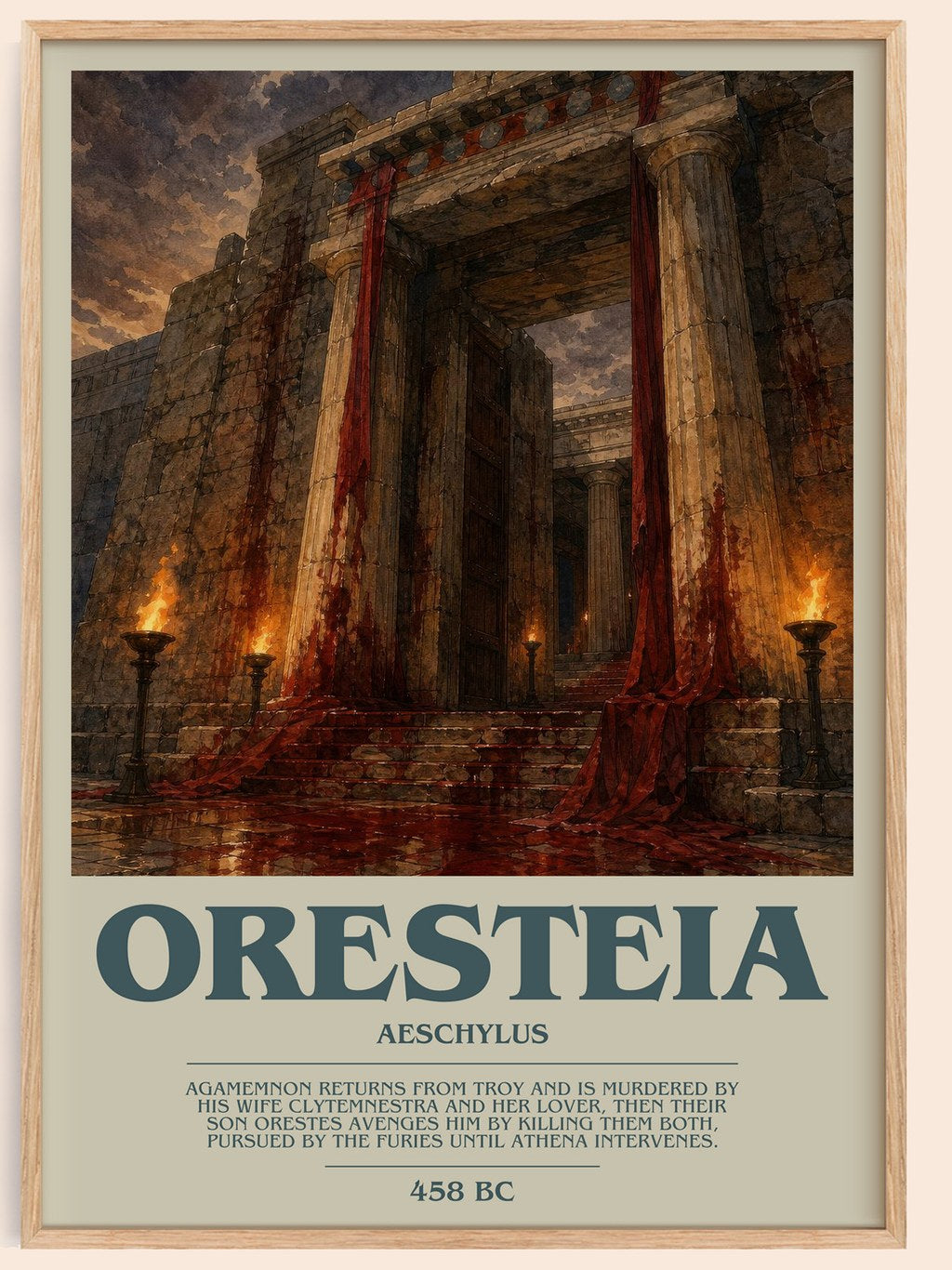 Oresteia bookish book poster by Aeschylus – framed literary art print