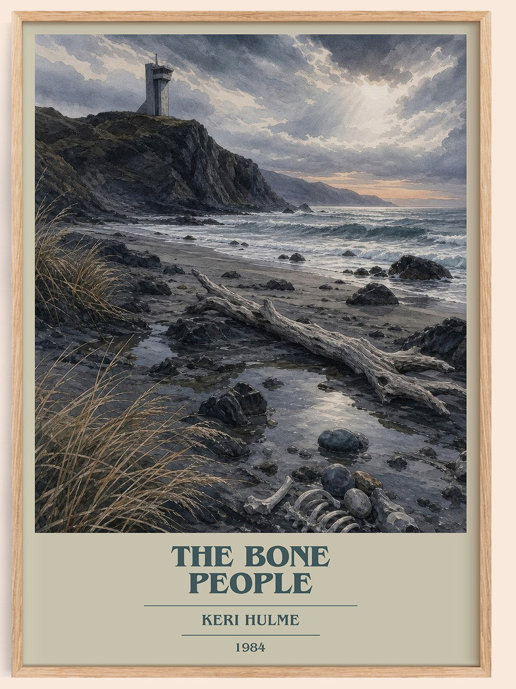 The Bone People book cover book poster by Keri Hulme – framed literary art print