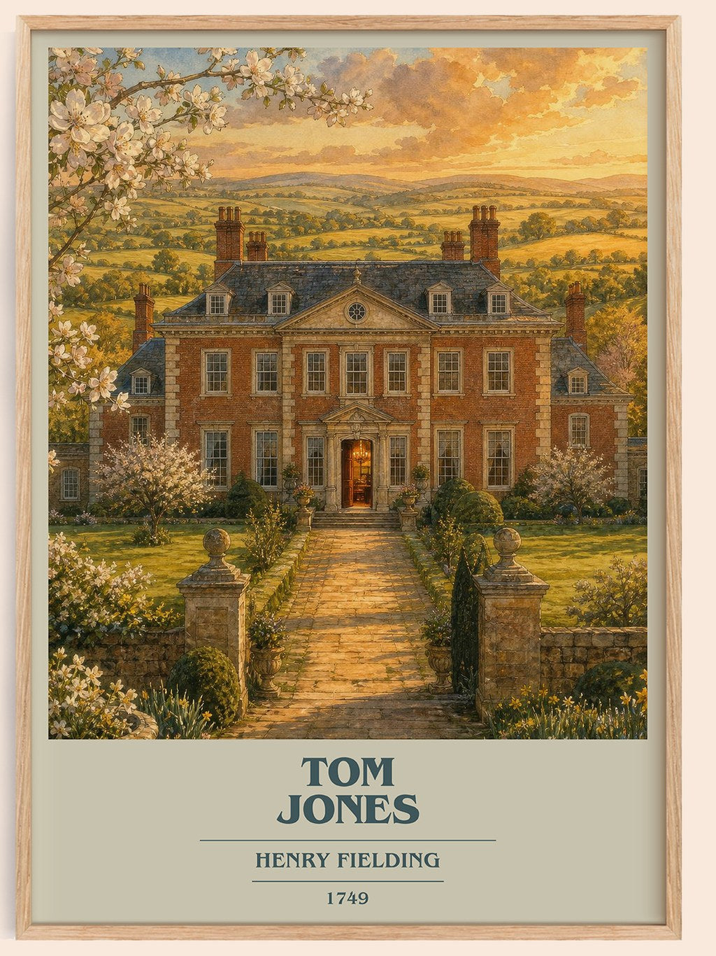 Tom Jones book cover book poster by Henry Fielding – framed literary art print