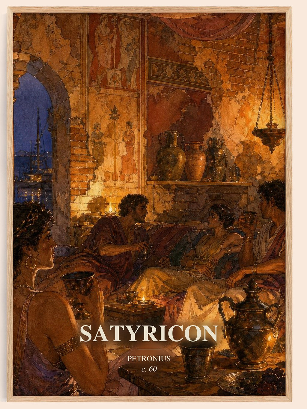 Satyricon watercolour book poster by Petronius – framed literary art print
