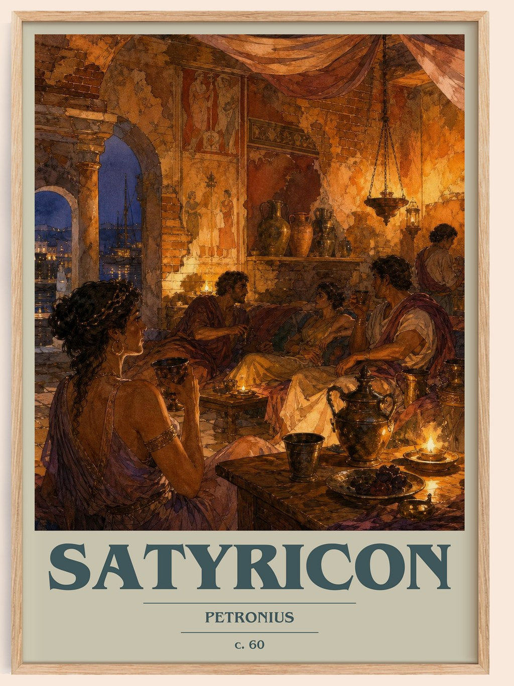 Satyricon book cover book poster by Petronius – framed literary art print