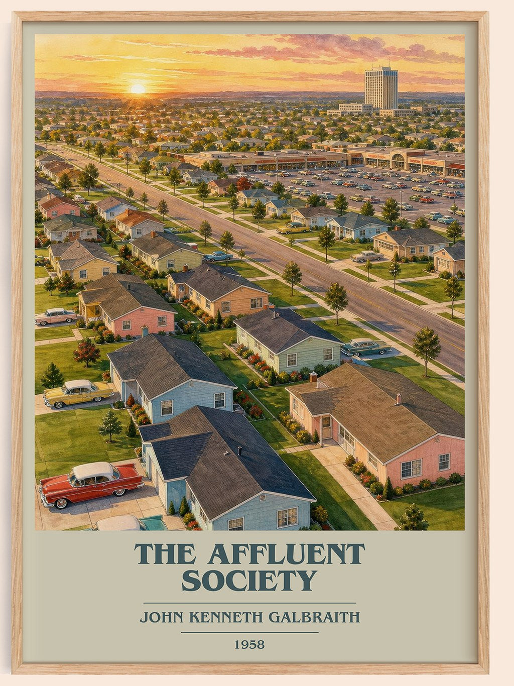 The Affluent Society book cover book poster by John Kenneth Galbraith – framed literary art print