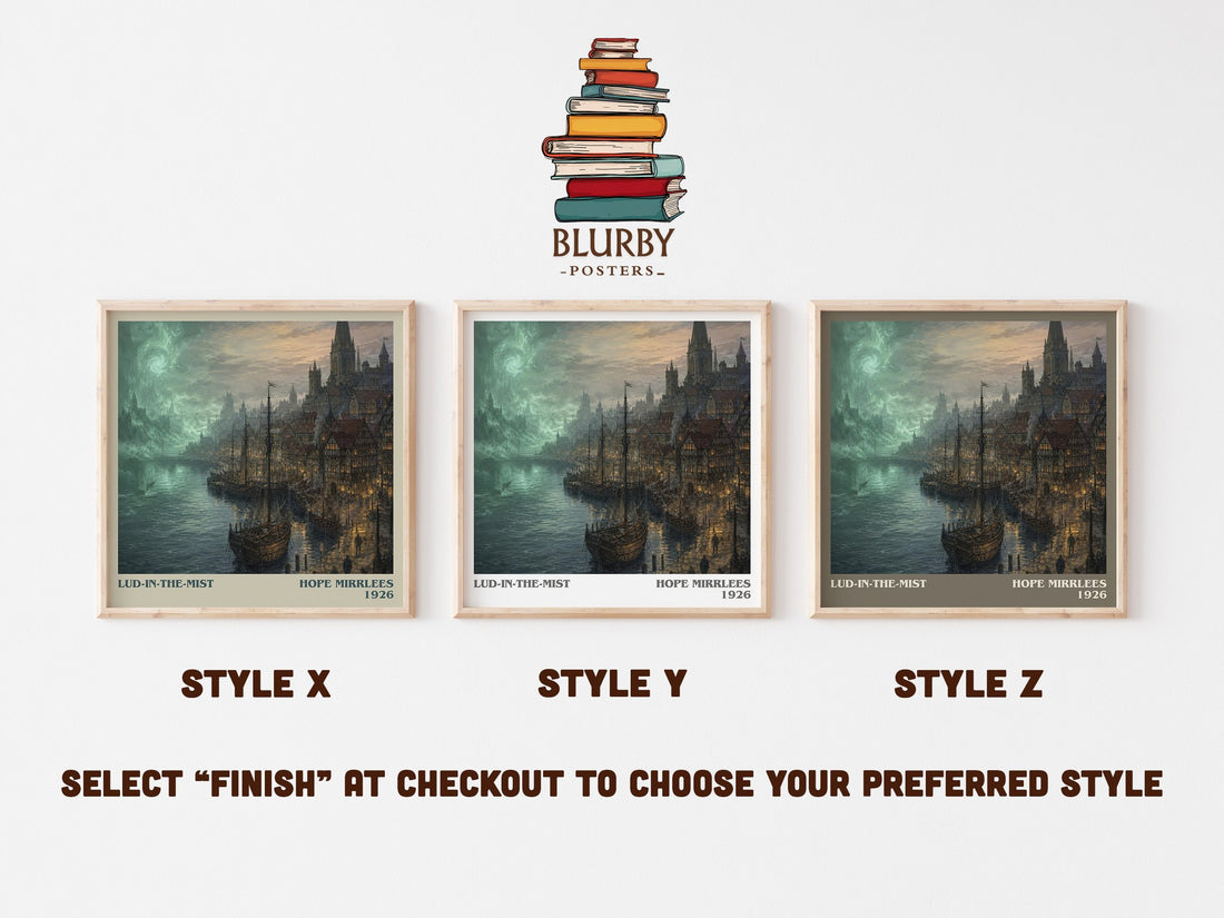 Lud-in-the-Mist literary print in frame leaning in hallway – fantasy wall art