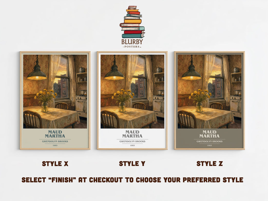 Maud Martha book cover print in frame leaning in hallway – literary fiction wall art (mockup)