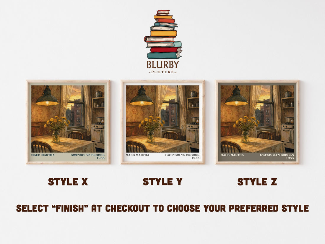 Maud Martha literary print in frame leaning in hallway – literary fiction wall art (mockup)