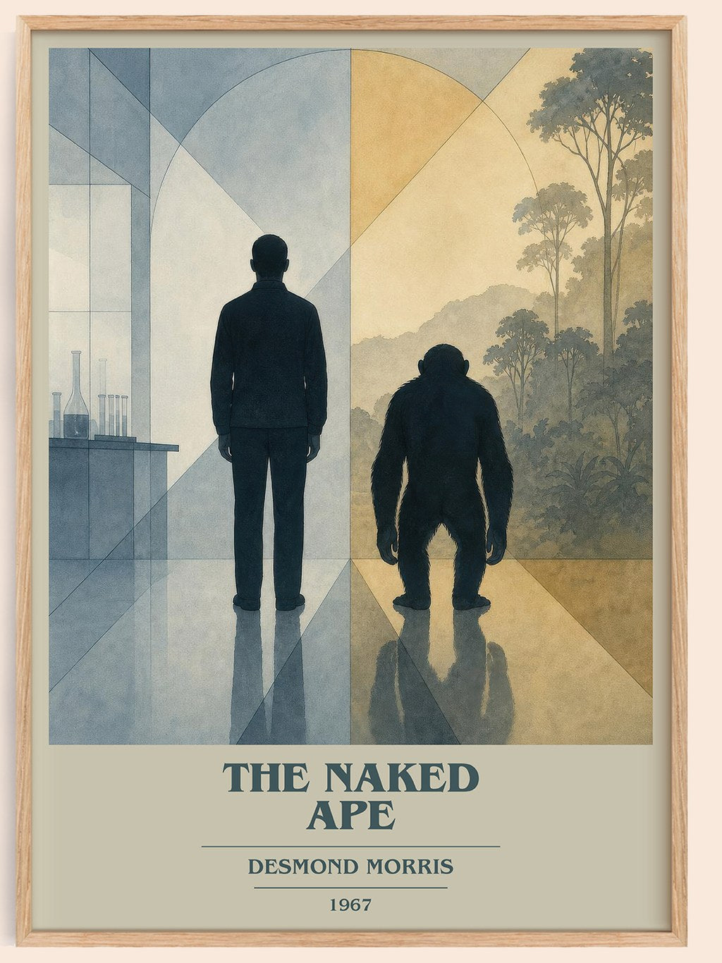 The Naked Ape book cover book poster by Desmond Morris – framed literary art print