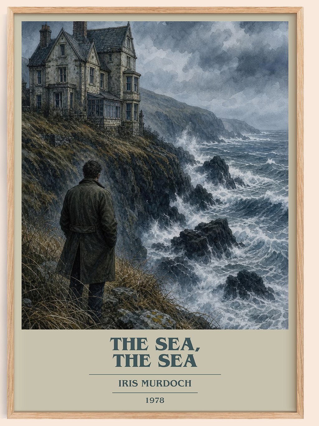 The Sea, The Sea book cover book poster by Iris Murdoch – framed literary art print