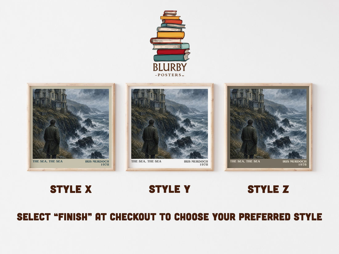 The Sea, The Sea literary print in frame leaning in hallway – literary fiction wall art (mockup)