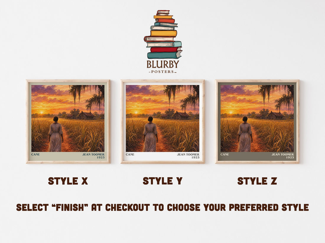 Cane literary print in frame leaning in hallway – literary fiction wall art (mockup)