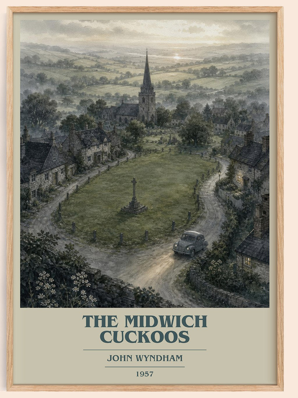 The Midwich Cuckoos book cover book poster by John Wyndham – framed literary art print