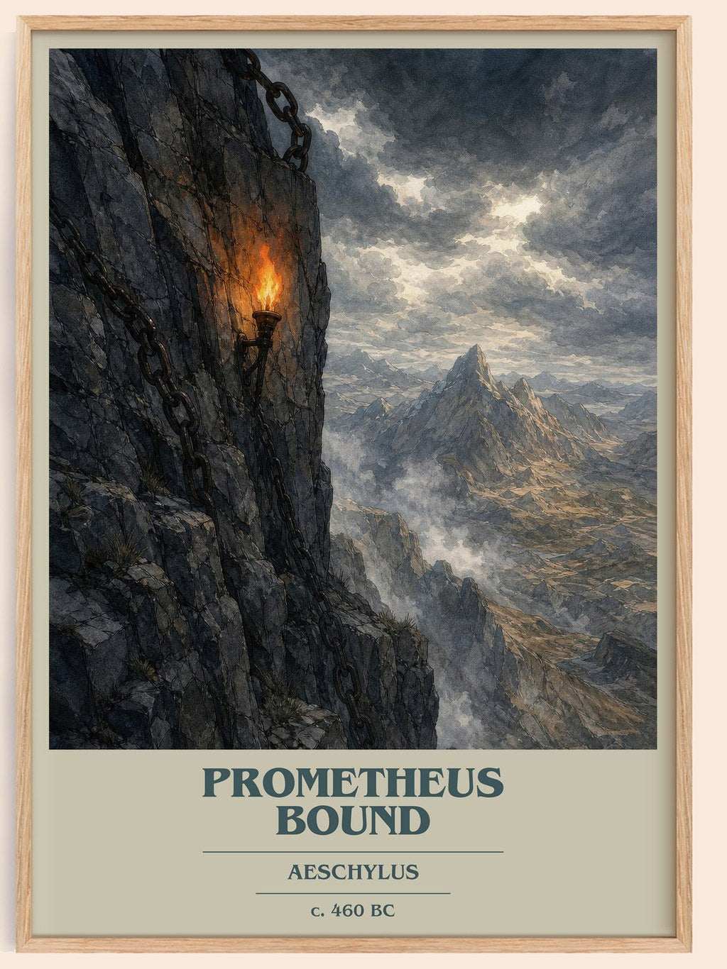 Prometheus Bound book cover book poster by Aeschylus – framed literary art print