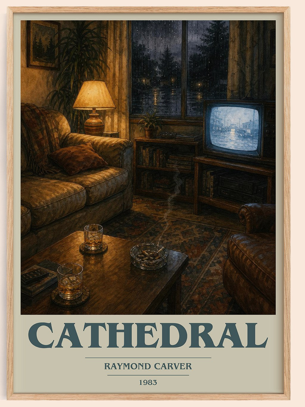 Cathedral book cover book poster by Raymond Carver – framed literary art print