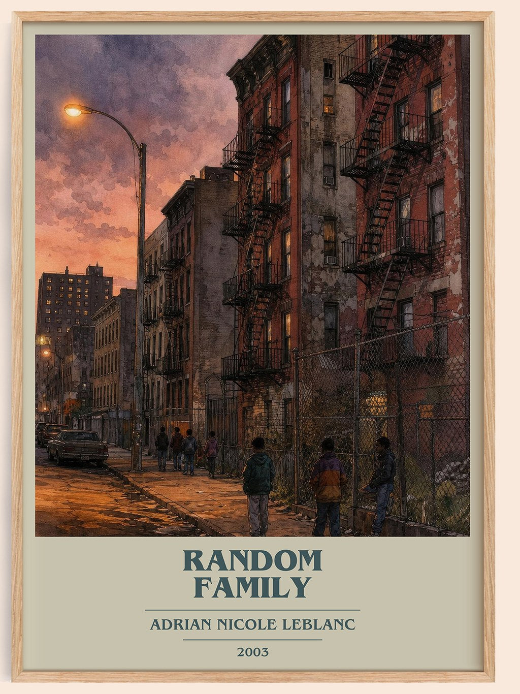 Random Family book cover book poster by Adrian Nicole LeBlanc – framed literary art print