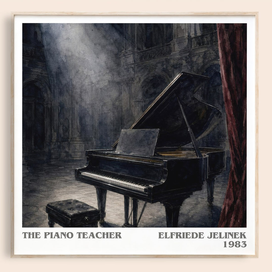 The Piano Teacher literary book poster by Elfriede Jelinek – framed literary art print