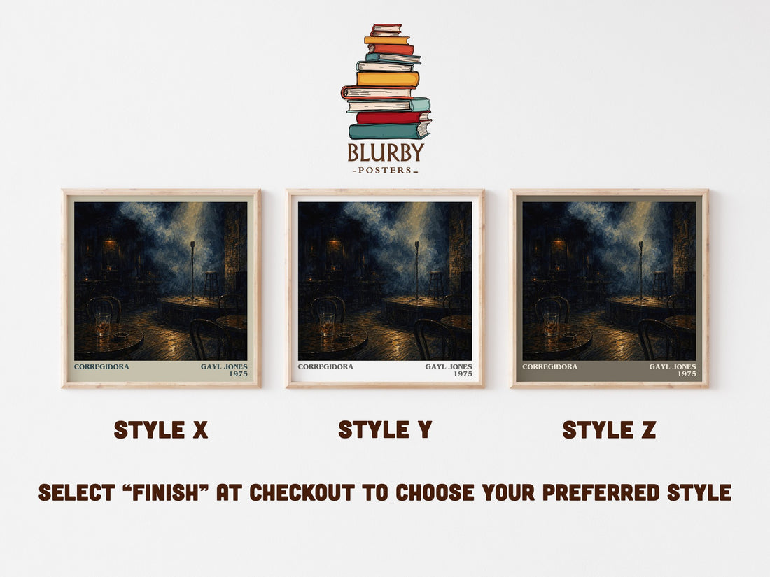 Corregidora literary print in frame leaning in hallway – literary fiction wall art (mockup)