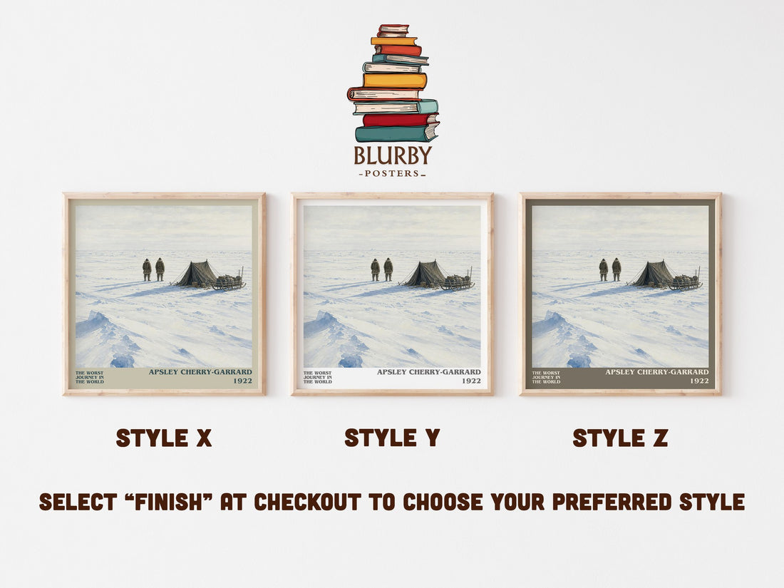 The Worst Journey in the World literary print in frame leaning in hallway – memoir wall art (mockup)
