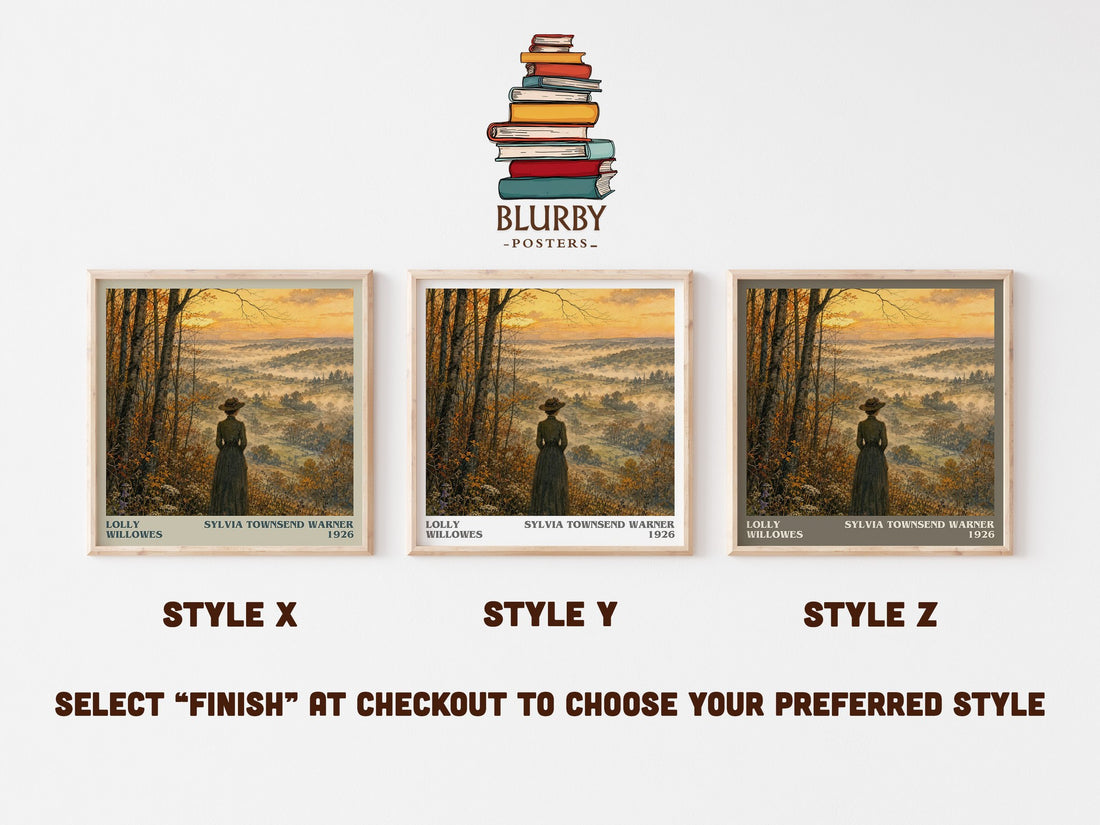 Lolly Willowes literary print in frame leaning in hallway – literary fiction wall art