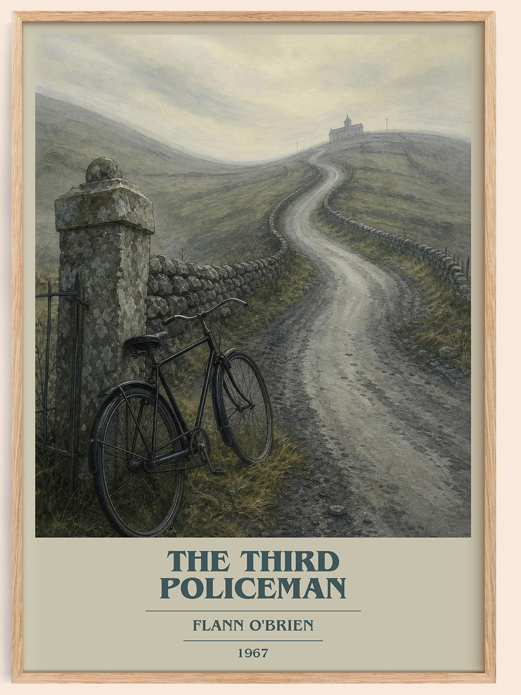 The Third Policeman book cover book poster by Flann O'Brien – framed literary art print