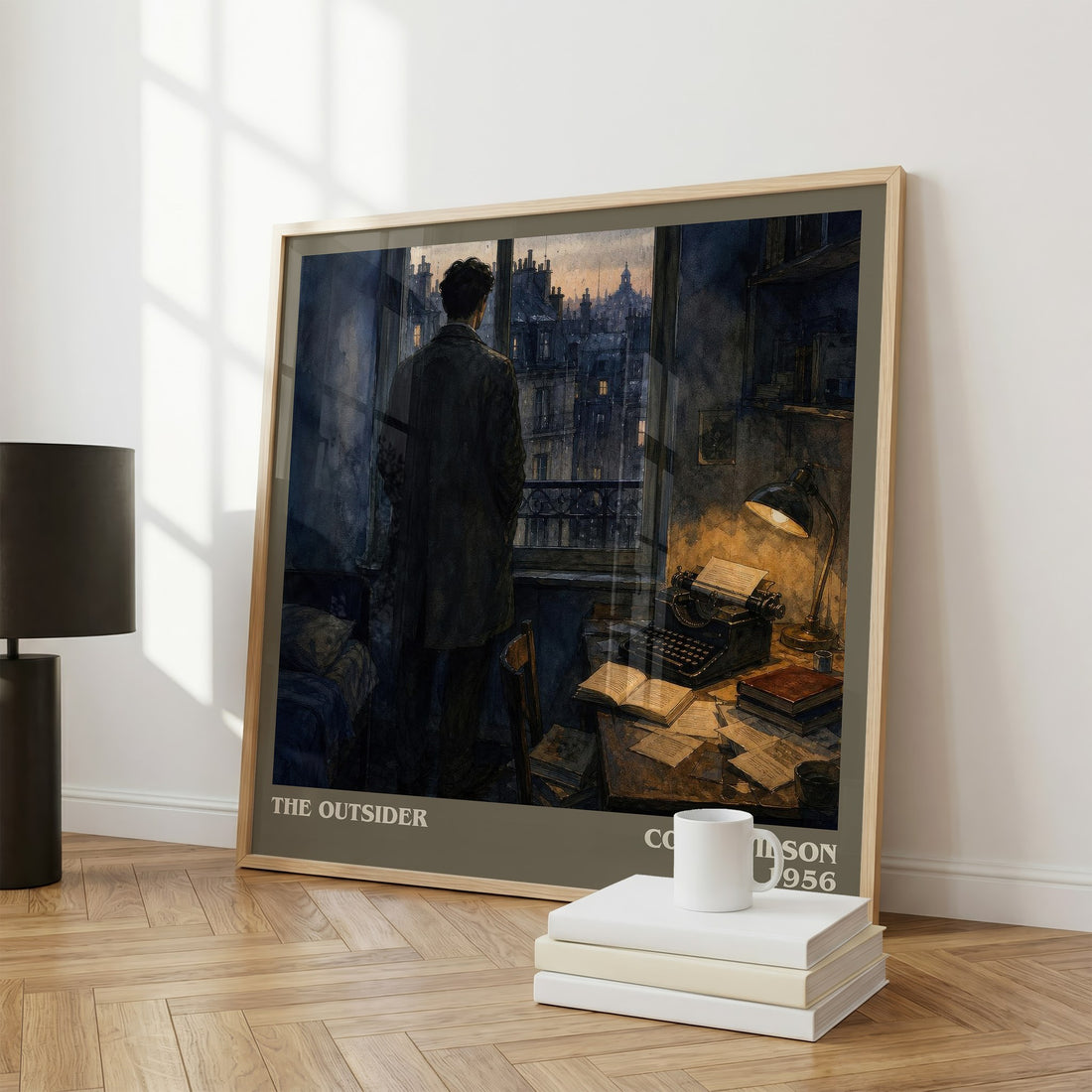 The Outsider literary print framed by window – literary home decor