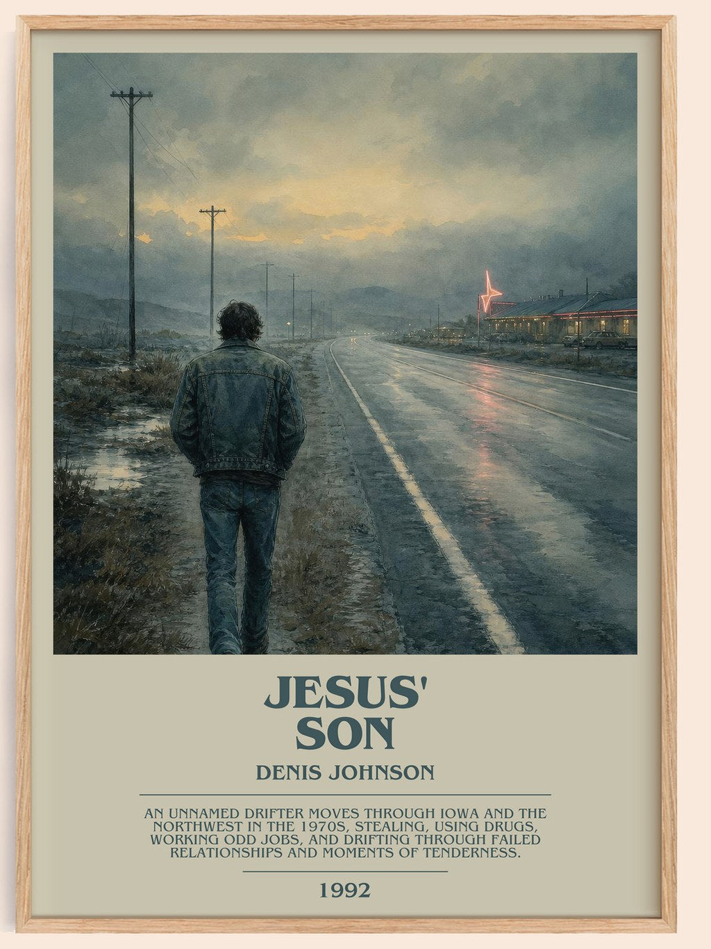 Jesus' Son bookish book poster by Denis Johnson – framed literary art print