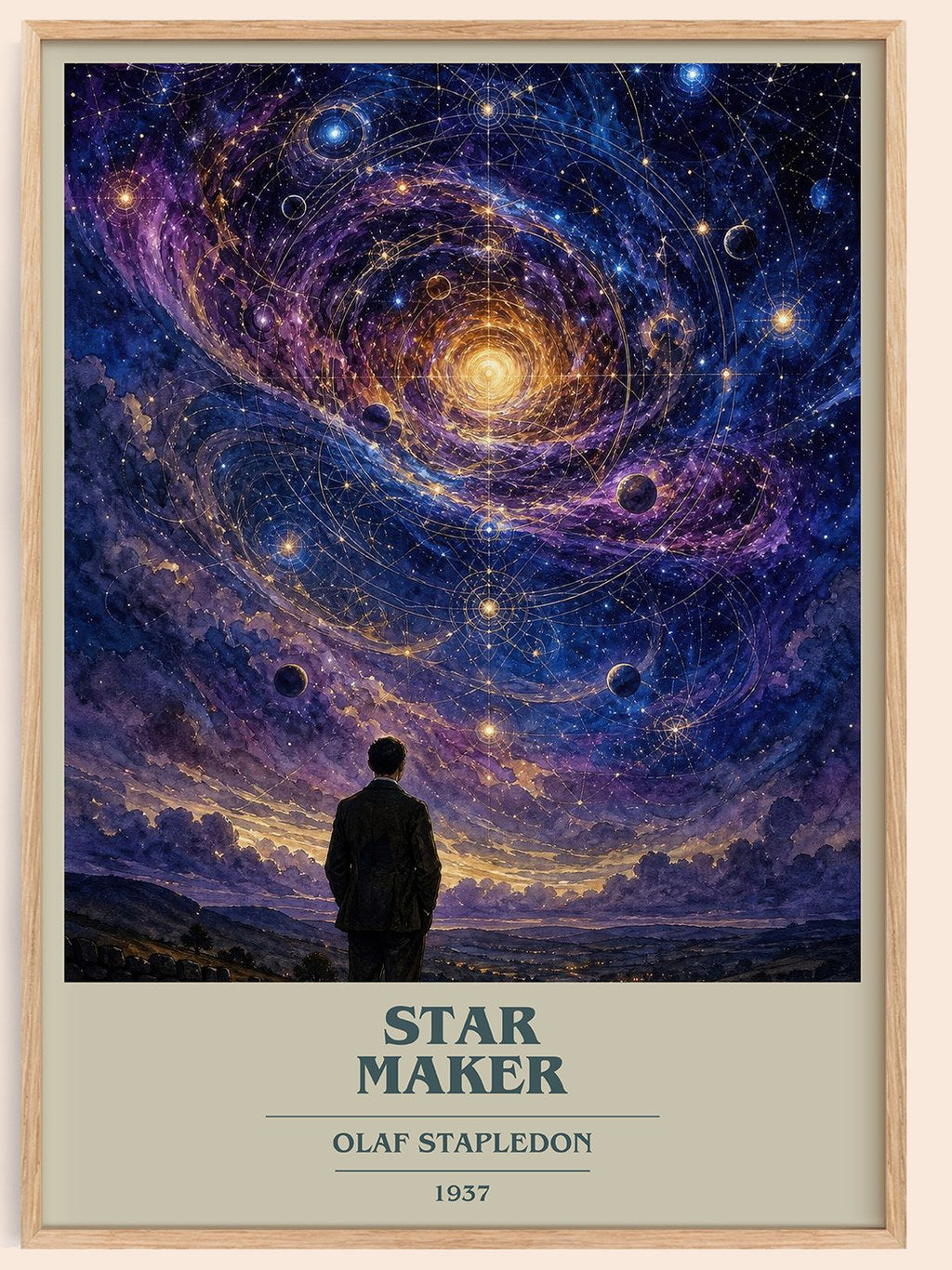 Star Maker book cover book poster by Olaf Stapledon – framed literary art print