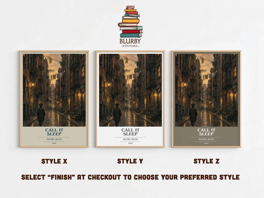 Call It Sleep book cover print in frame leaning in hallway – literary fiction wall art (mockup)