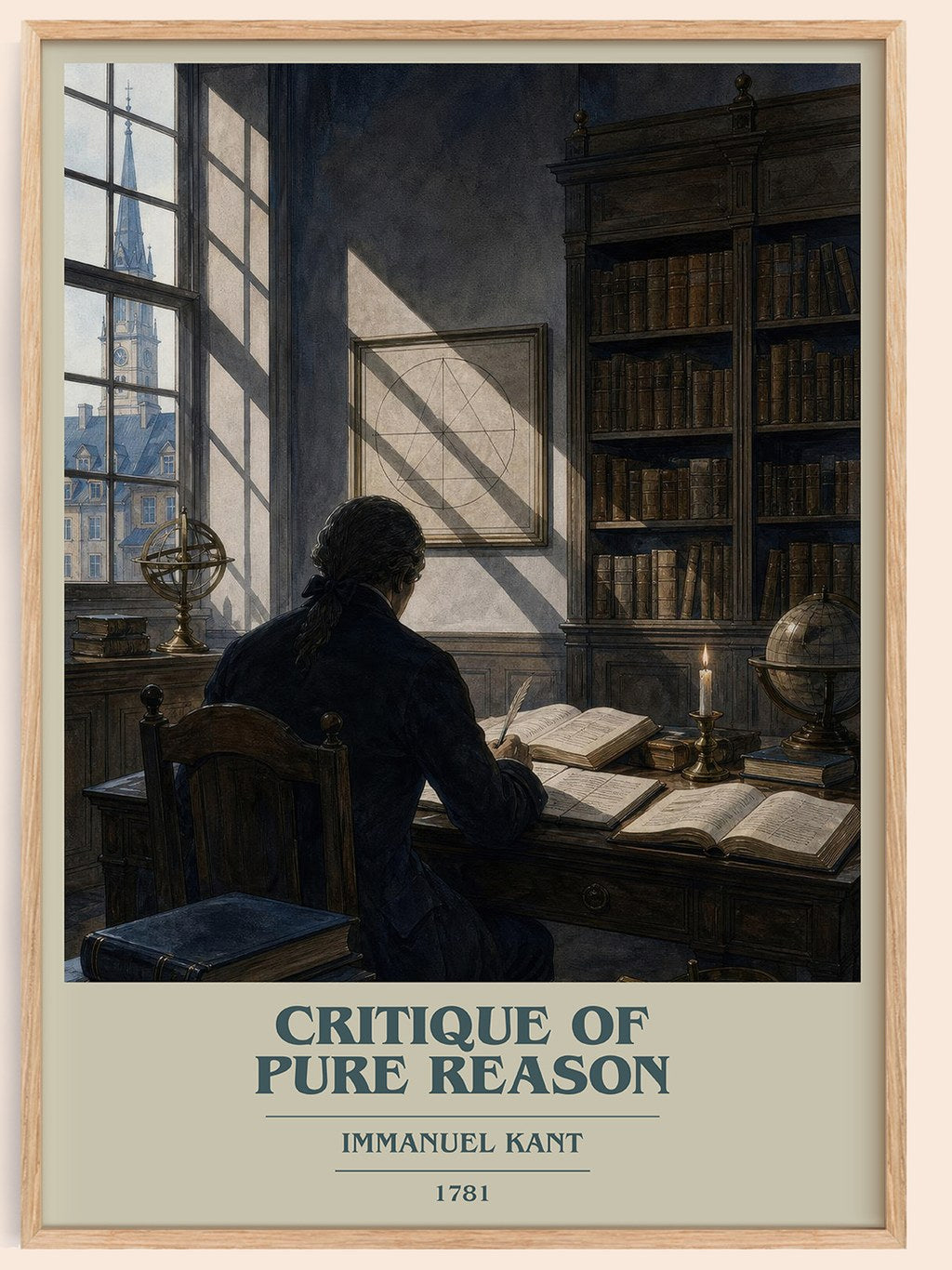 Critique of Pure Reason book cover book poster by Immanuel Kant – framed literary art print
