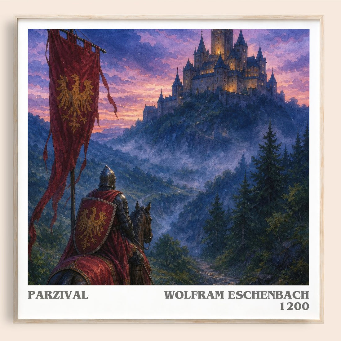 Parzival literary book poster by Wolfram Eschenbach – framed literary art print